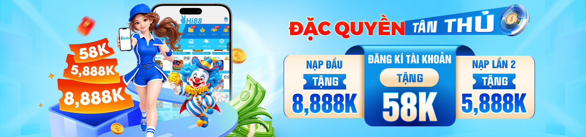 Banner tham gia hi88 tặng lì xì 58K